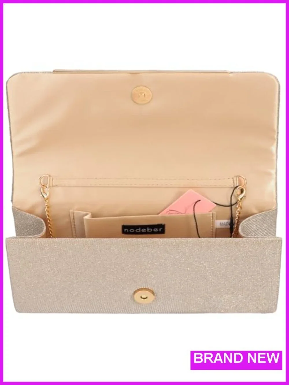 Women's Sparkling Evening Clutch Purse with Detachable Chain Strap, Glitter